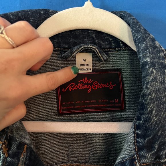 UPCYCLED HANDMADE BY ME ROLLING STONES JEAN JACKET PATCHES GRATEFUL DEAD DENIM - Picture 4 of 16